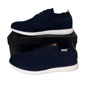 Men's Knit Lace-Up Sneakers in Navy with White Sole